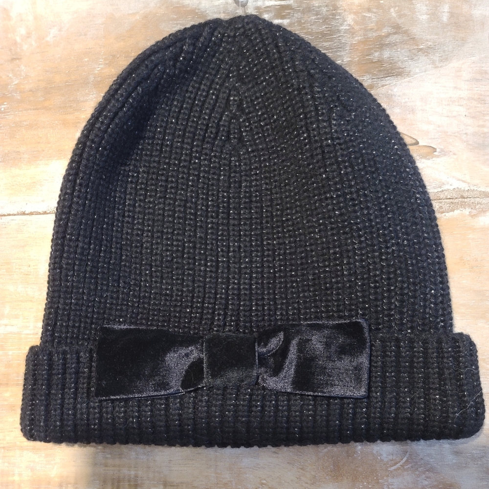 NWOT Kate Spade Black Sparkly Knit Hat